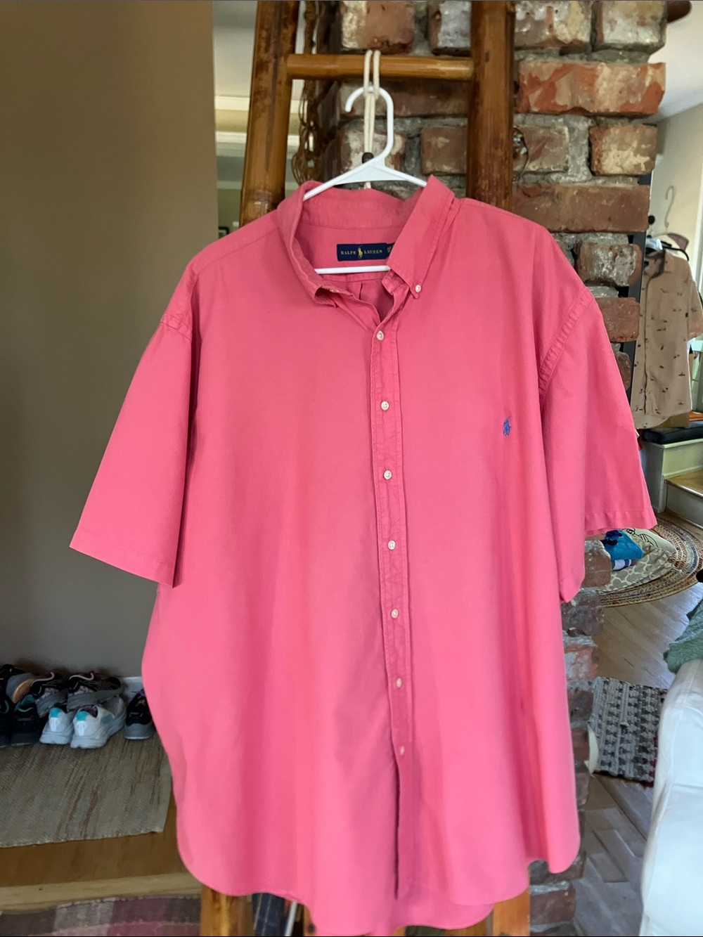 Ralph Lauren 3X Coral Pink Short-Sleeve Button-Down Shirt